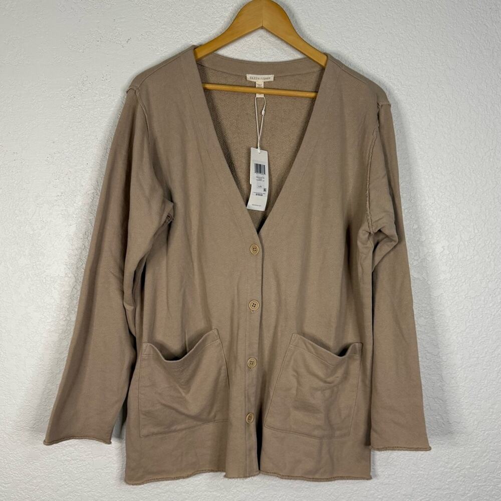 NWT Eileen Fisher khaki cotton boxy jacket Minimalist Casual Lagenlook Career